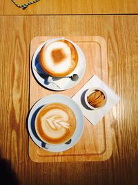 High angle view of coffee on table