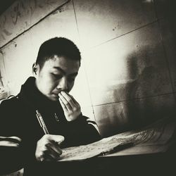 Man looking at camera