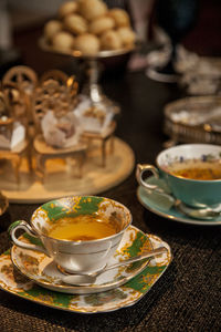 Close-up of tea served on table