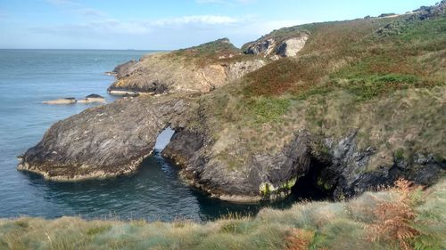 Scenic view of sea and rocks