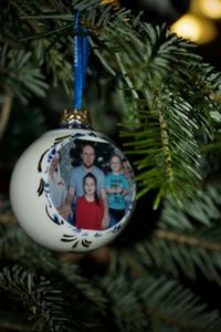 Close-up of christmas decoration hanging on tree