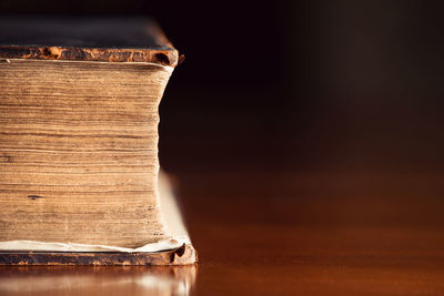 Close-up of book at table