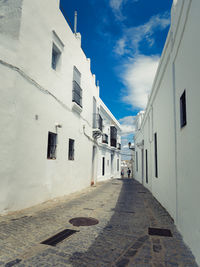 Narrow alley amidst buildings in city