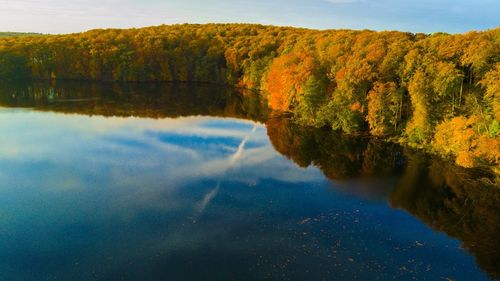 Scenic view of lake against sky