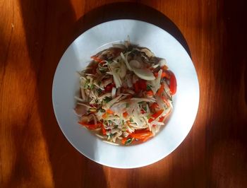 High angle view of food served in bowl