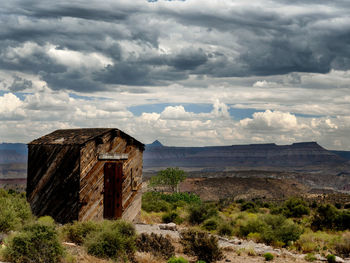Built structure on land against sky