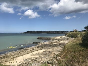 Scenic view of beach against sky