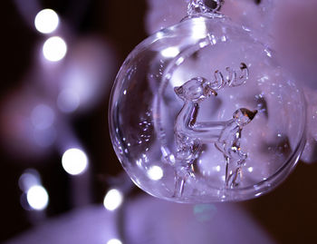 Close-up of christmas decorations on table