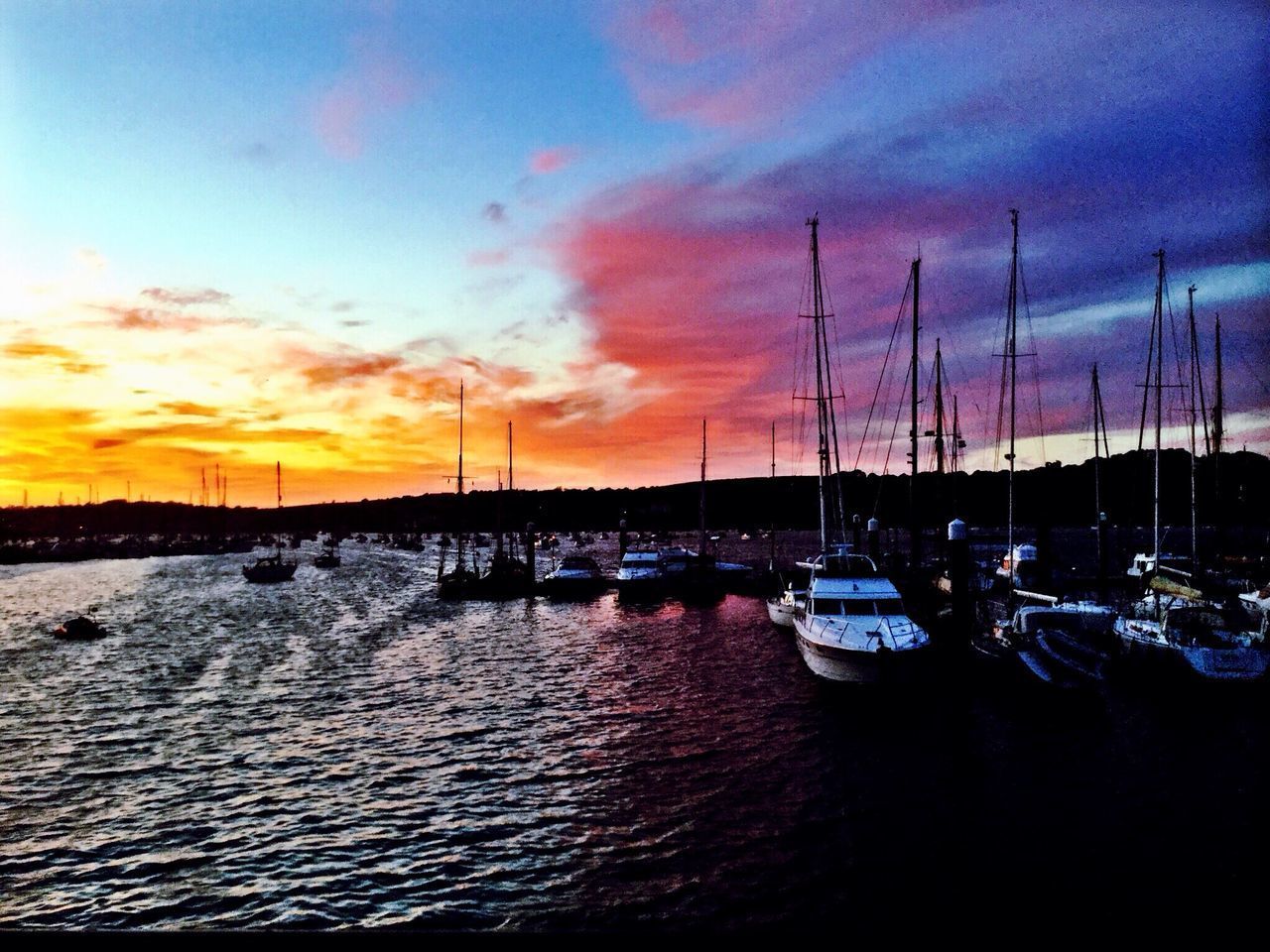 SAILBOATS MOORED ON SEA