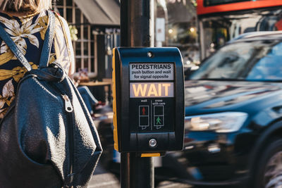 Information sign on street in city