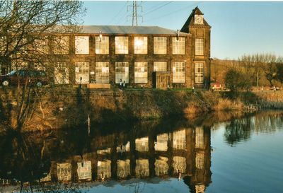 Reflection of building in water