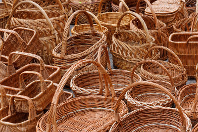 Full frame shot of wicker baskets