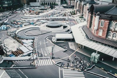 High angle view of city street