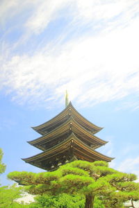 Low angle view of pagoda against sky