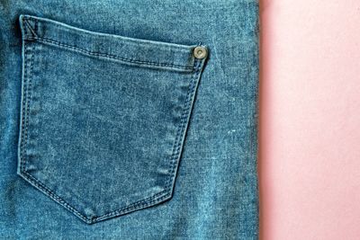 High angle view of jeans on table