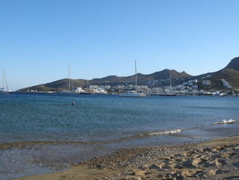 Scenic view of calm sea against clear sky