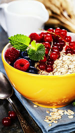 Fruits and oats in bowl