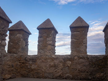 Low angle view of historical building against blue sky