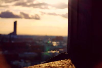 View of built structure at sunset