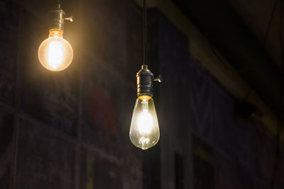 Electric light and lamp in dark interior