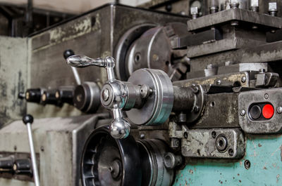 Close-up of machine in factory