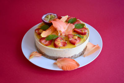 Close-up of fruit salad in plate