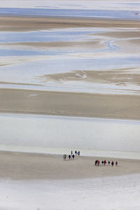 High angle view of people on beach