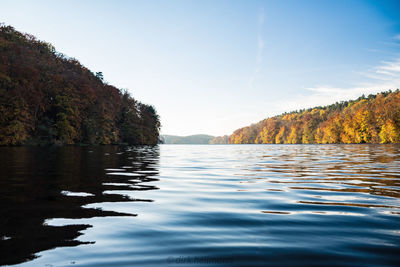 Scenic view of lake against sky