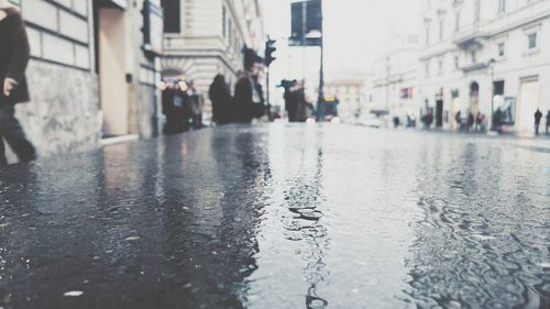 Surface level of wet street during rainy season