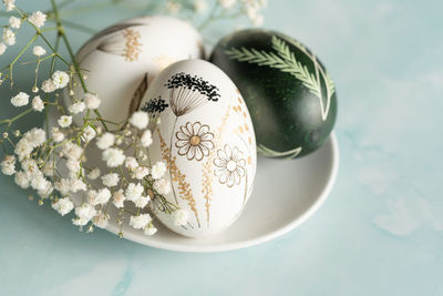 Close-up of christmas decorations on table