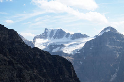 Scenic view of mountains against sky during winter