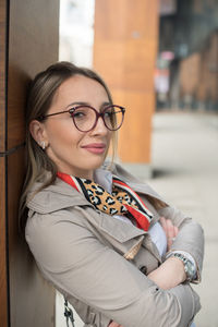 Portrait of woman wearing eyeglasses