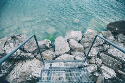 High angle view of lakeshore