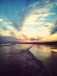 Scenic view of sea at sunset
