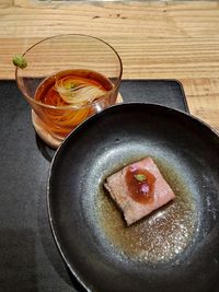 High angle view of food on table
