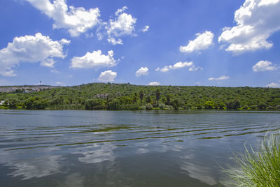 Scenic view of lake against sky