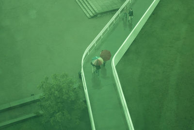 High angle view of man in water