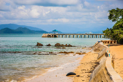 Scenic view of beach against sky