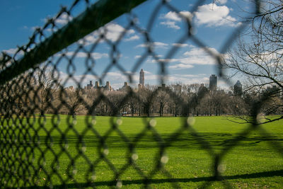 Chainlink fence on field