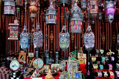 Close-up of lanterns hanging for sale