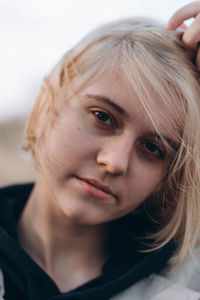 Close-up portrait of a beautiful young woman