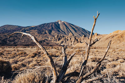 Scenic view of mountains against clear sky