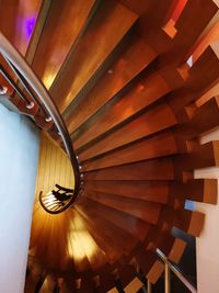 High angle view of spiral staircase in building