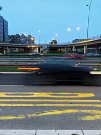 Light trails on road at night