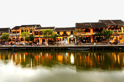 Reflection of buildings in lake