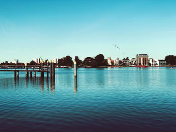 Scenic view of sea against clear sky