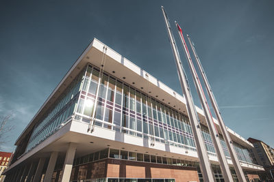 Low angle view of modern building against sky
