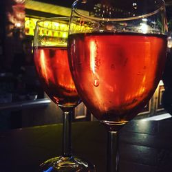 Close-up of beer in glass