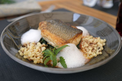 Delicious fish dish with perch on a plate