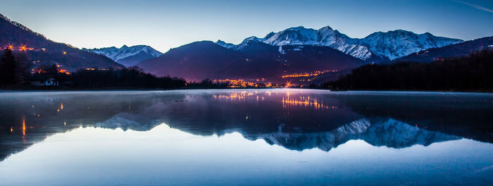 Reflection of mountain in calm lake